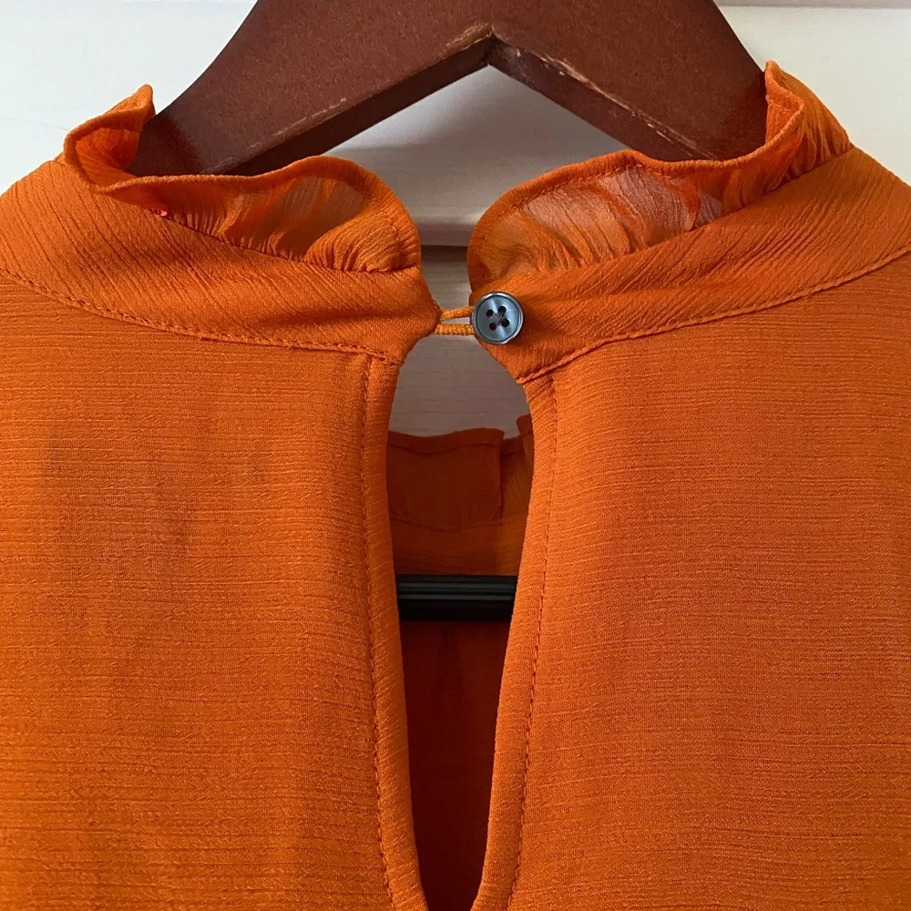 Women's Orange Ruffle Top - Picture 3 of 6